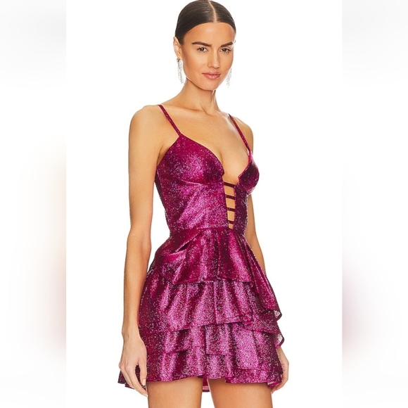 Katie May Elise Dress in Electric Pink & Mauve Size Small - Picture 2 of 14